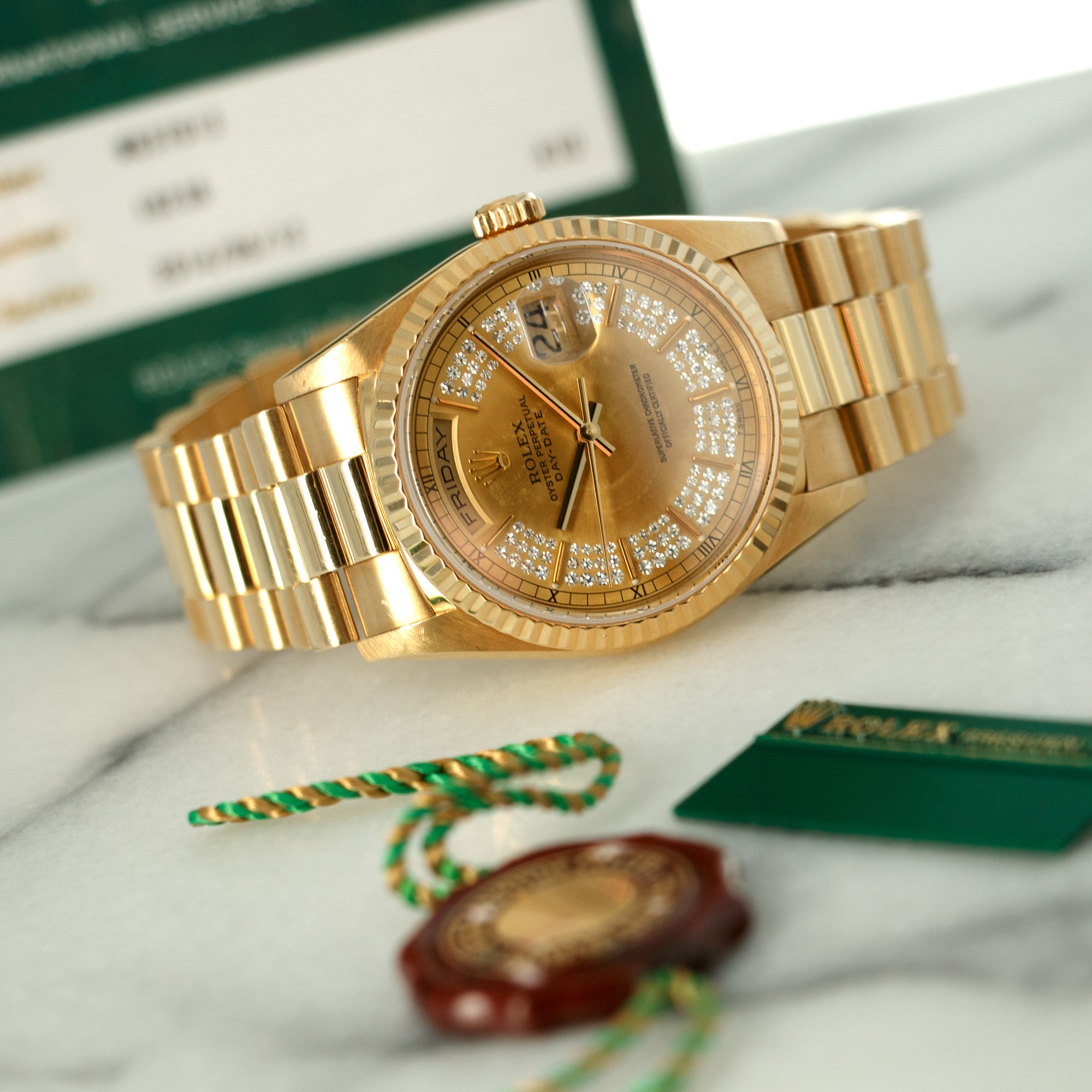 Rolex - Rolex Yellow Gold Day-Date Diamond Watch Ref. 18238 - The Keystone Watches