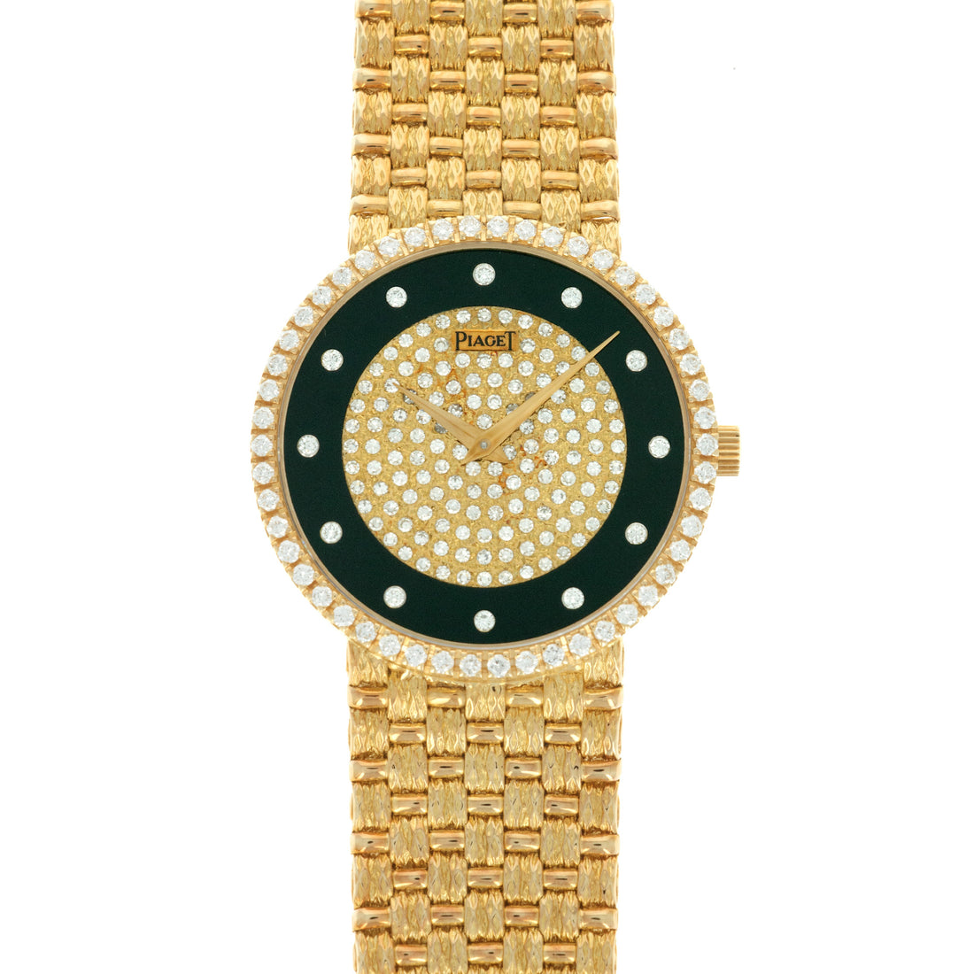 Piaget Yellow Gold Diamond & Onyx Watch, 1970s