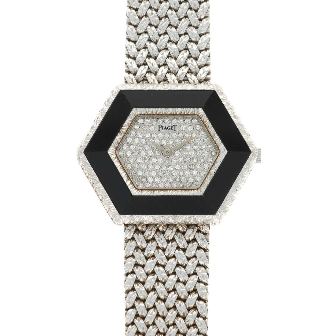 Piaget White Gold Onyx & Diamond Watch, 1970s
