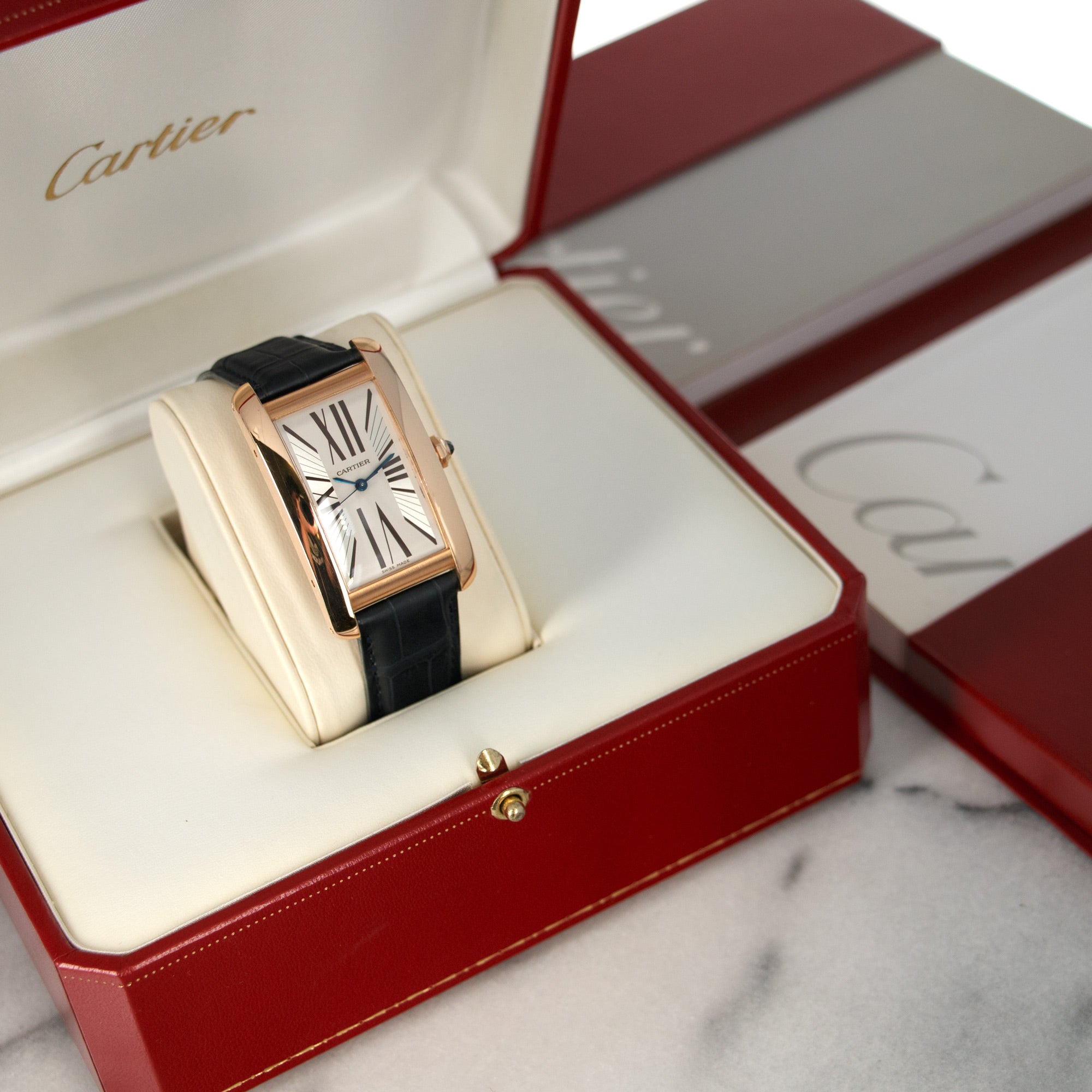 Cartier - Cartier Rose Gold Tank Americaine Watch with Original Box and Papers - The Keystone Watches