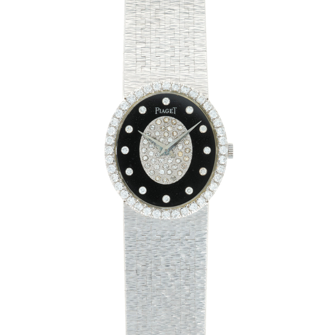 Piaget White Gold Diamond & Onyx Watch, 1970s