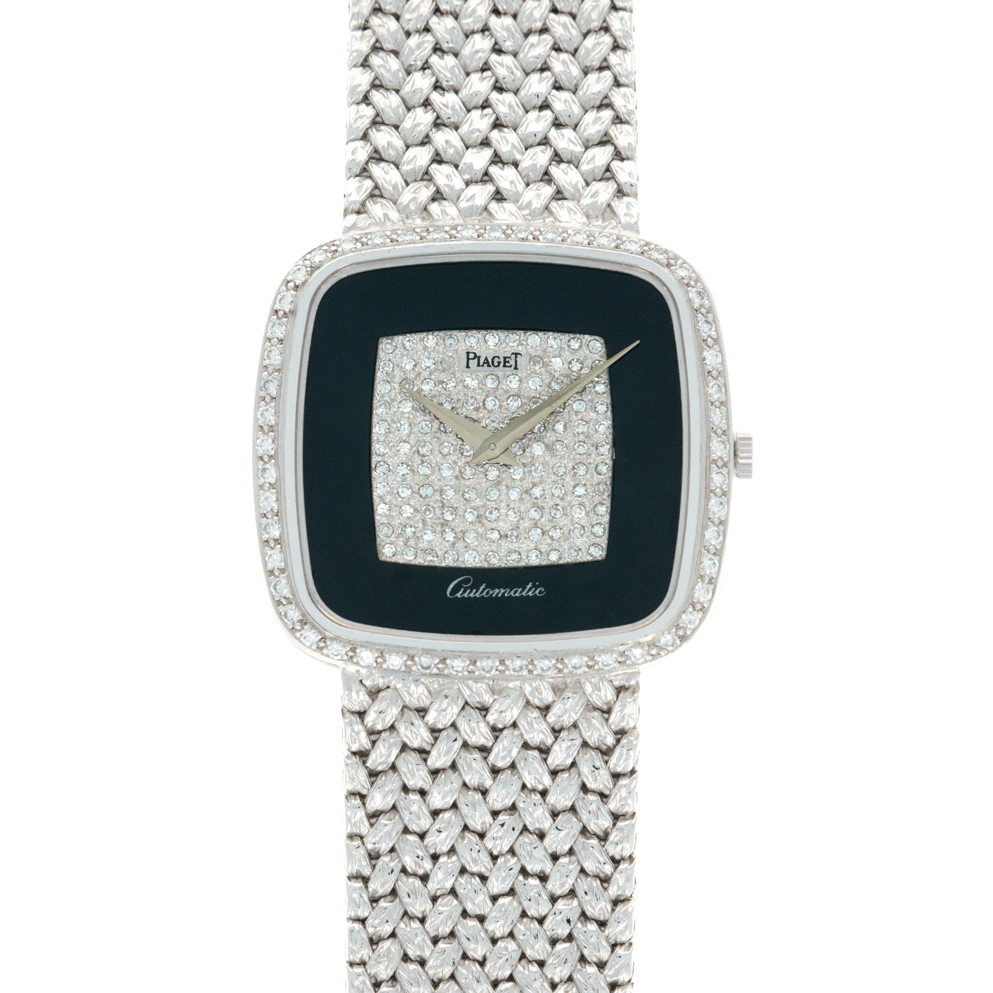 Piaget - Piaget White Gold Onyx Diamond Watch, 1970s - The Keystone Watches