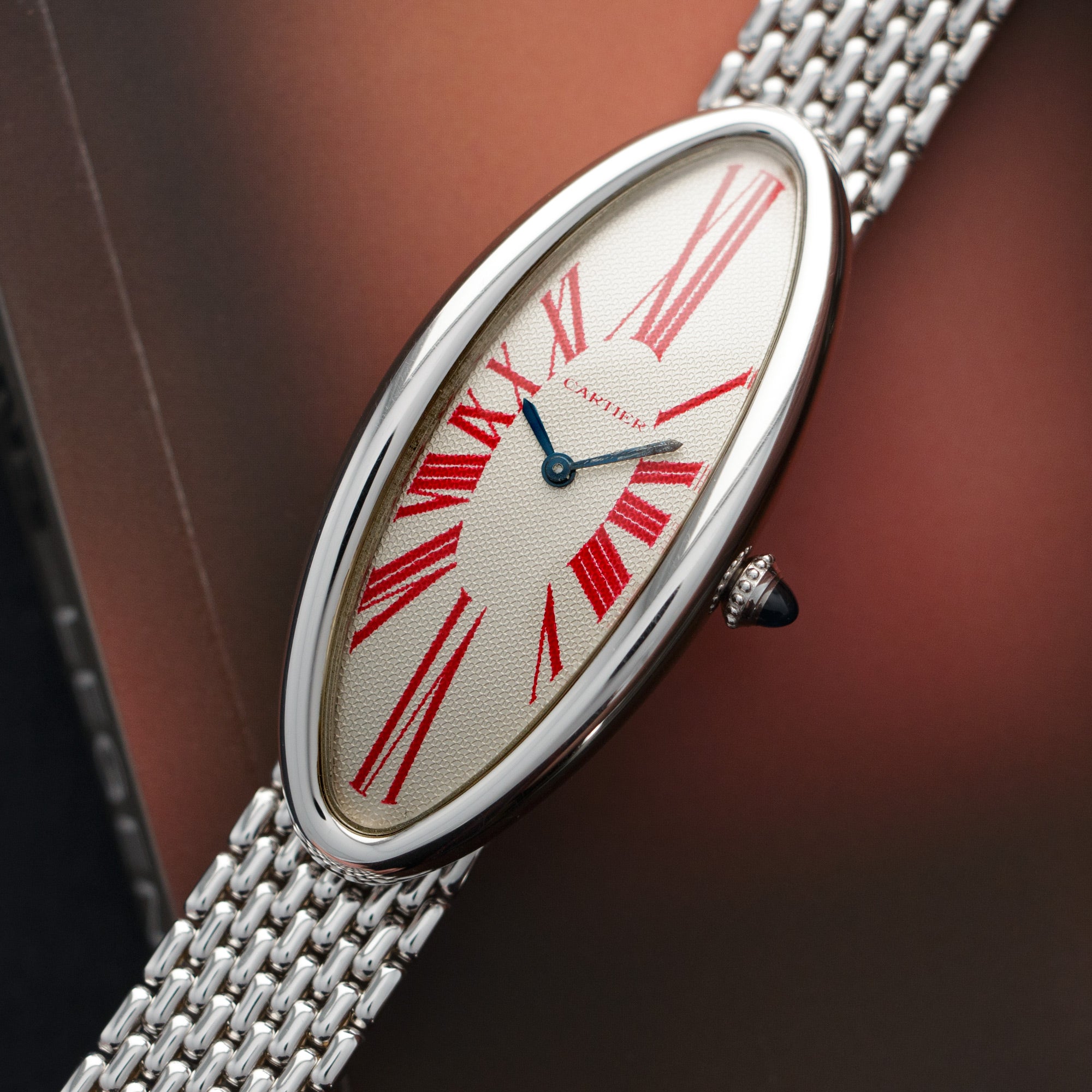 Cartier - Cartier White Gold Baignoire Red Numbers Watch - The Keystone Watches