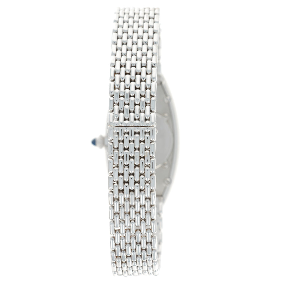 Cartier White Gold Baignoire Red Numbers Watch