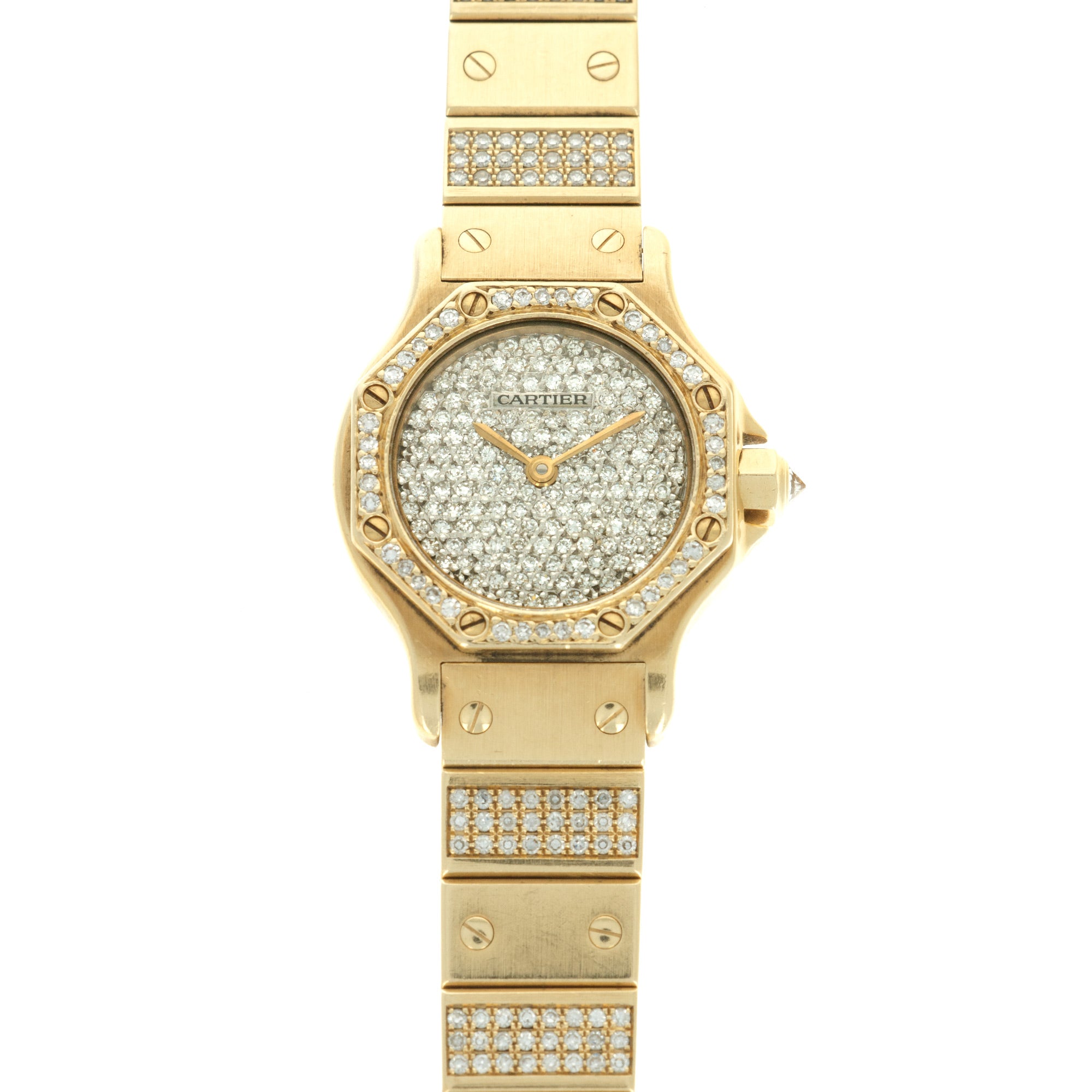 Cartier - Cartier Yellow Gold Santos Automatic Diamond Watch - The Keystone Watches