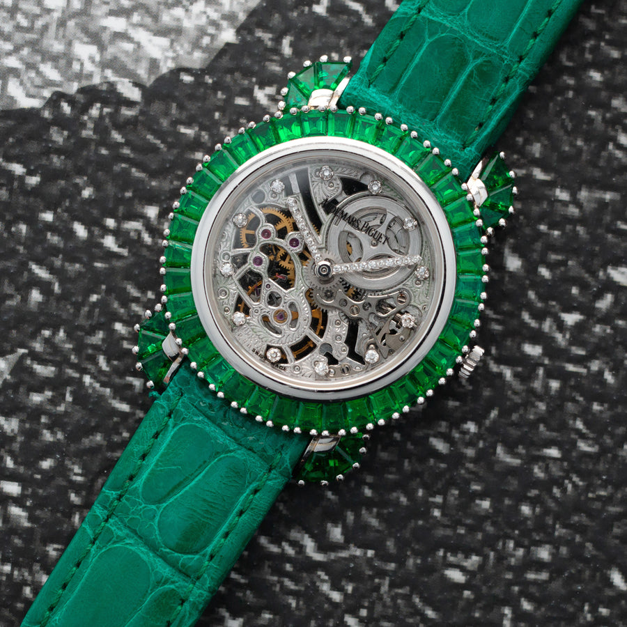 Audemars Piguet Skeletonized Emerald Diamond Watch, Piece Unique
