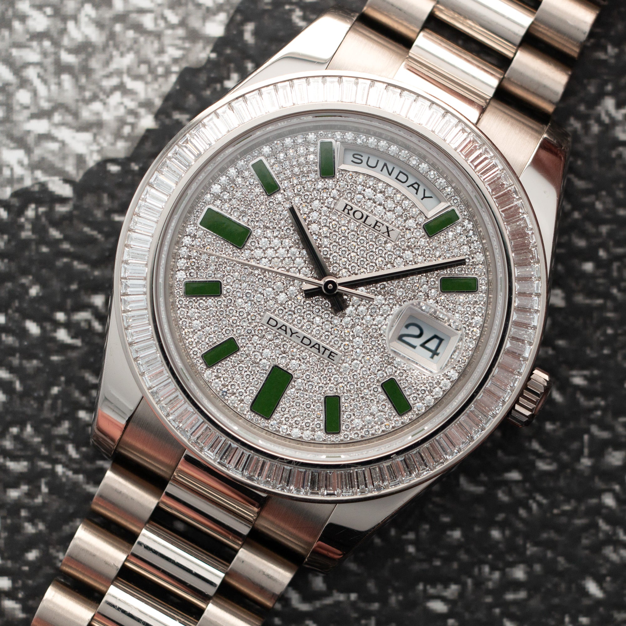 Rolex - Rolex White Gold Day-Date Baguette Diamond Watch Ref. 218399 - The Keystone Watches