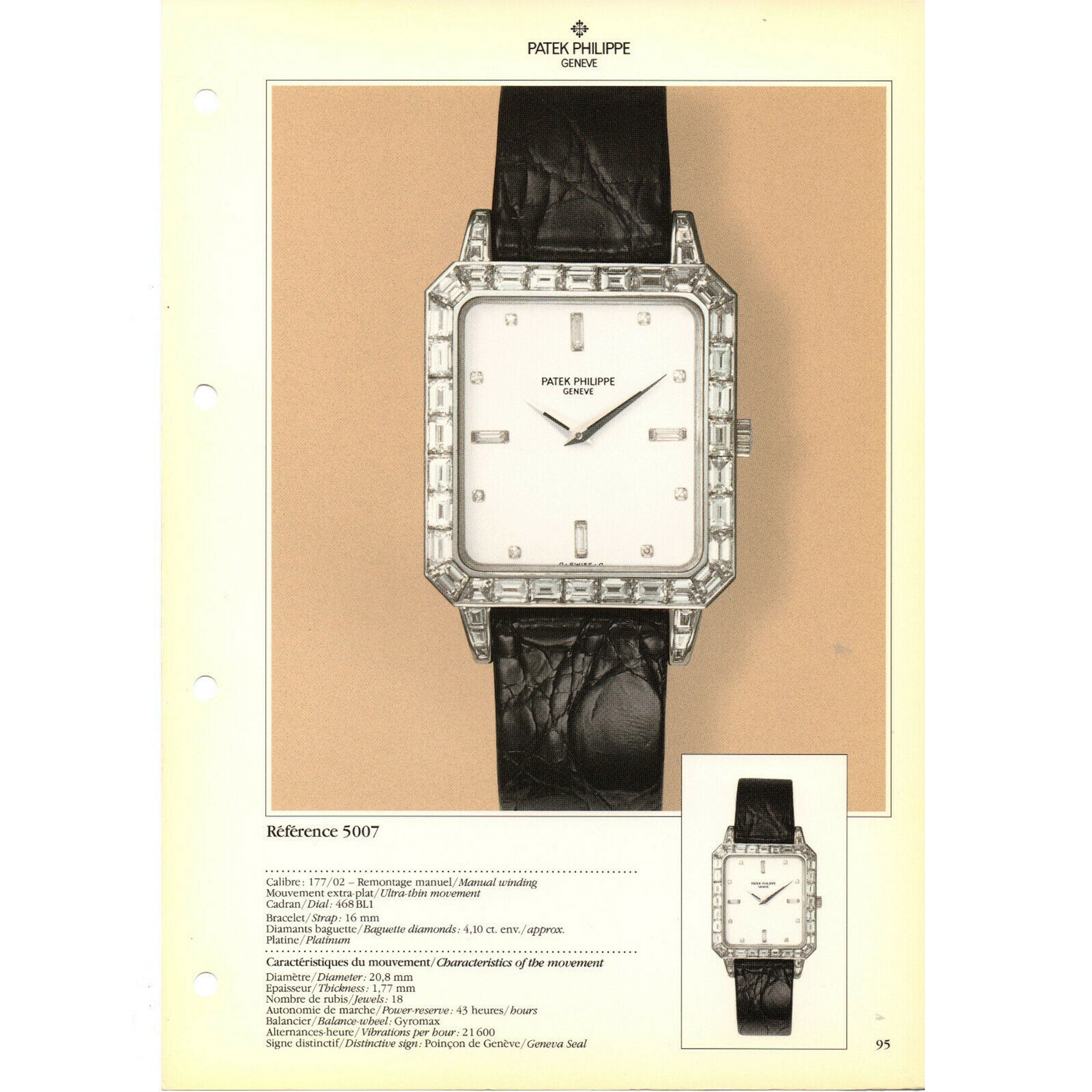 Patek Philippe - Patek Philippe Rectangular Platinum &amp; Baguette Diamond Watch Ref. 5007 - The Keystone Watches