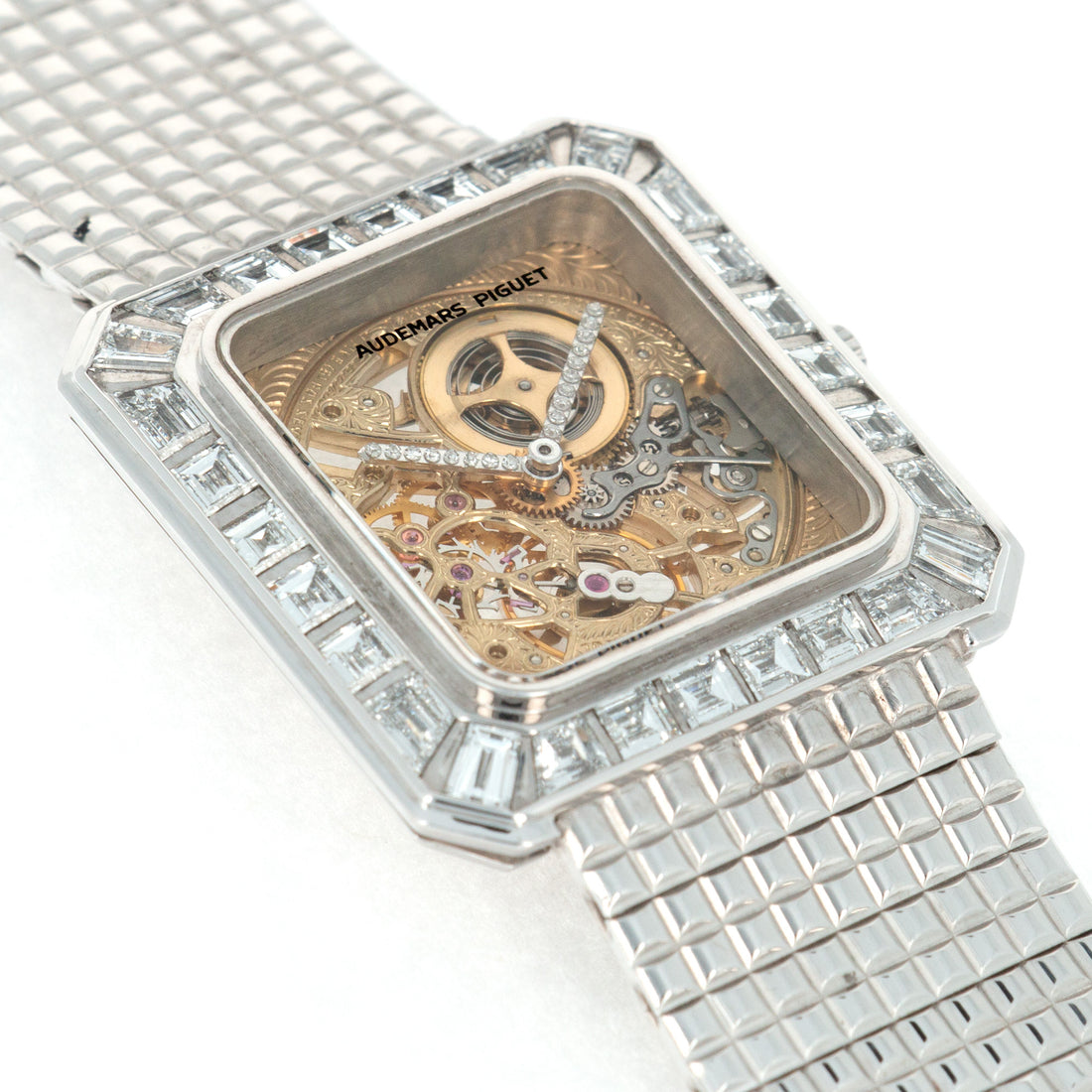 Audemars Piguet White Gold Skeletonized Baguette Diamond Watch