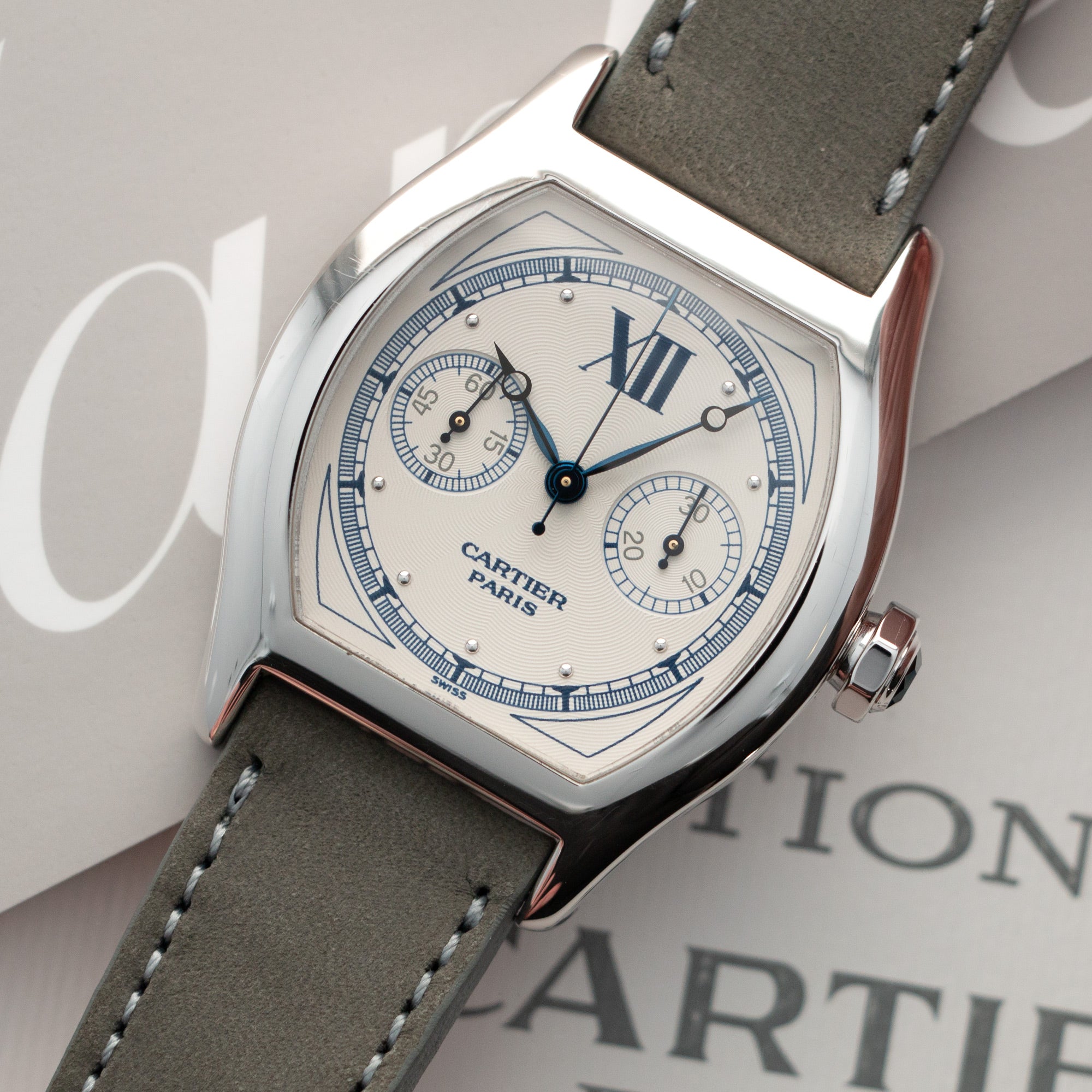 Cartier - Cartier White Gold Tortue Monopoussir Watch, Ref 2396 - The Keystone Watches