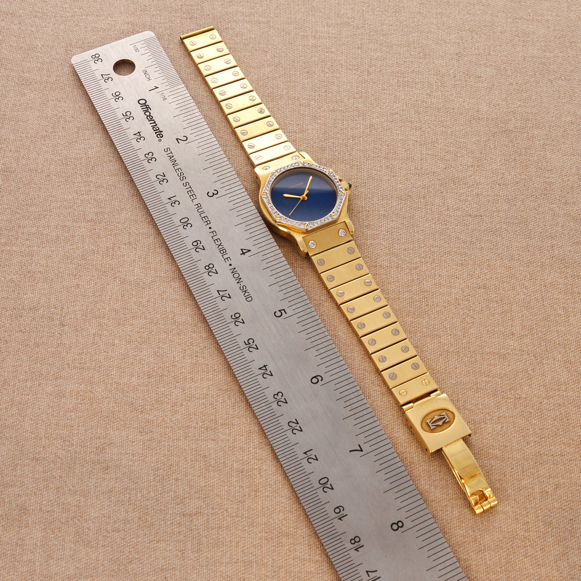 Cartier - Cartier Yellow Gold Santos Watch with Blue Dial - The Keystone Watches