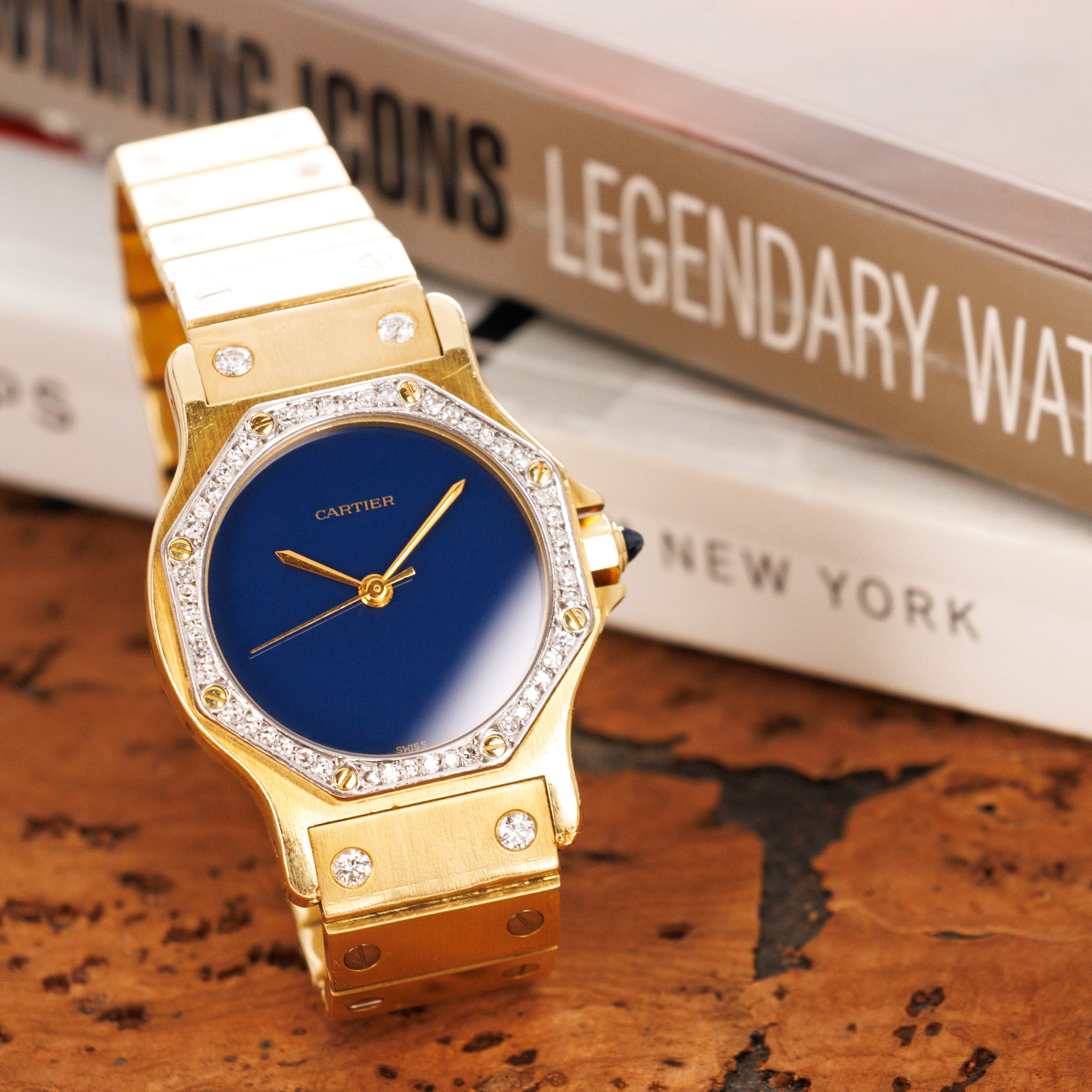 Cartier - Cartier Yellow Gold Santos Watch with Blue Dial - The Keystone Watches