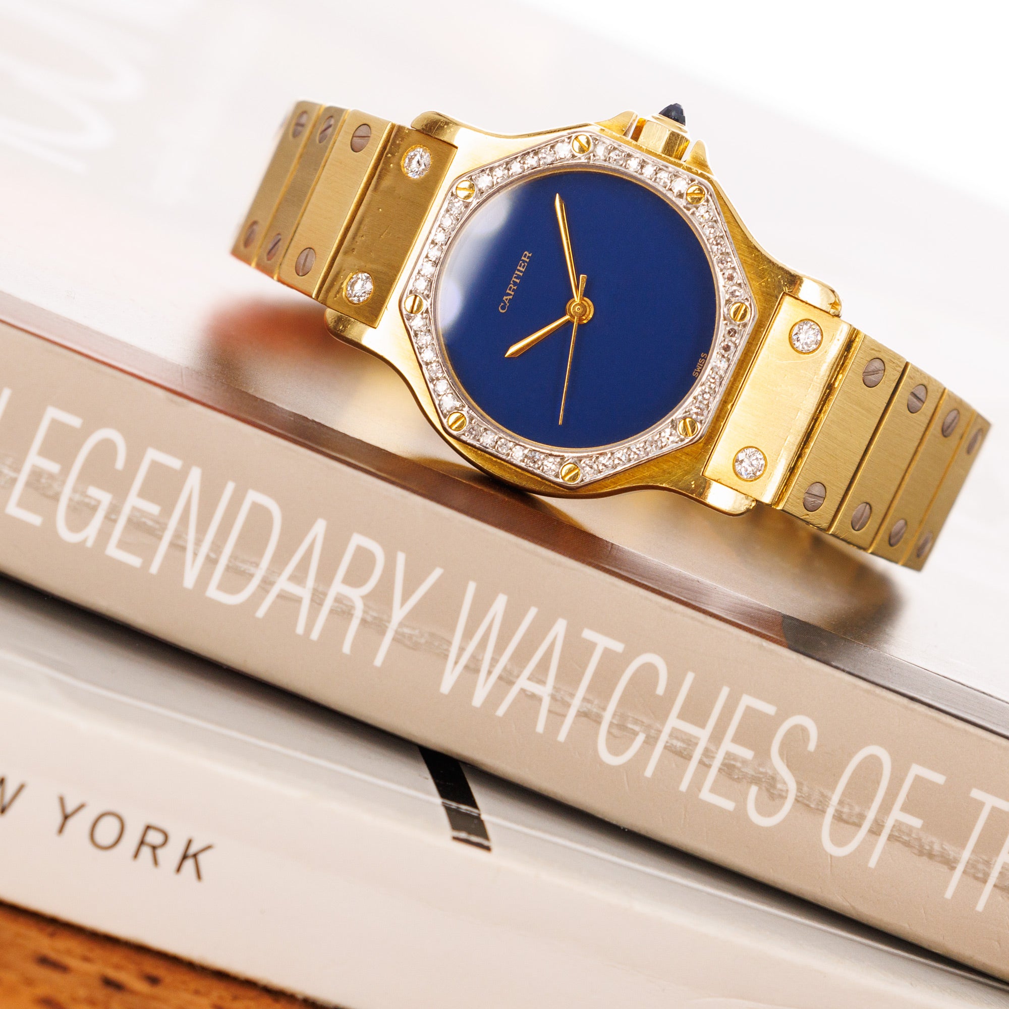 Cartier - Cartier Yellow Gold Santos Watch with Blue Dial - The Keystone Watches