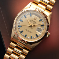 Rolex Yellow Gold Day-Date Ref. 18238 Sapphire and Diamond String Dial