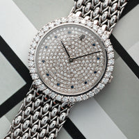 Audemars Piguet White Gold Round Watch with Pave Diamond and Sapphire Dial