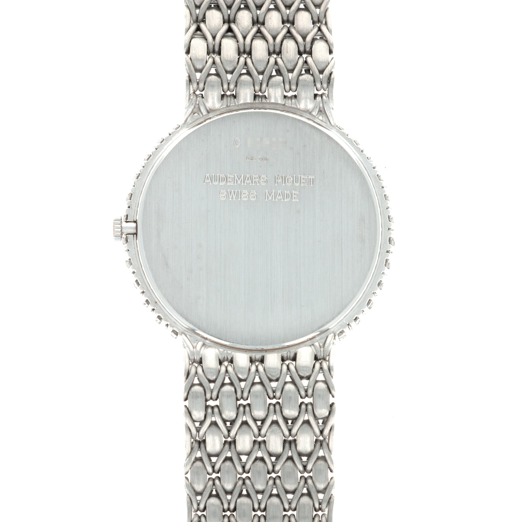 Audemars Piguet - Audemars Piguet White Gold Round Watch with Pave Diamond and Sapphire Dial - The Keystone Watches