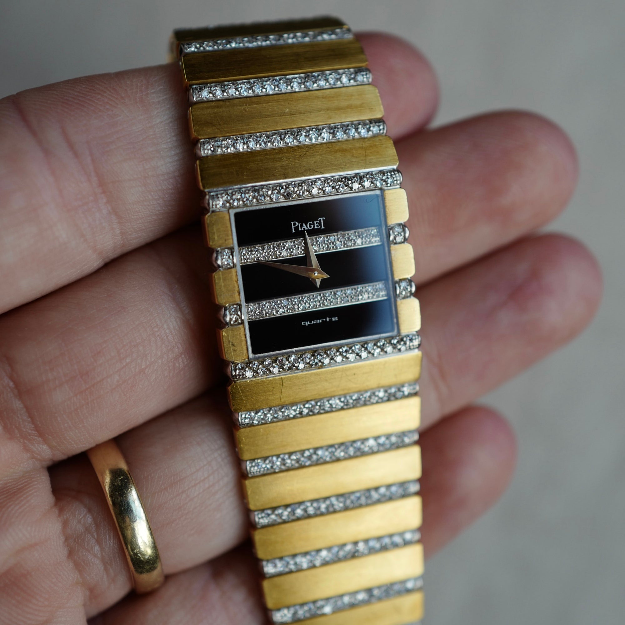 Piaget - Piaget White Gold and Yellow Gold Watch with Black and Diamond Dial Ref. 7131 - The Keystone Watches