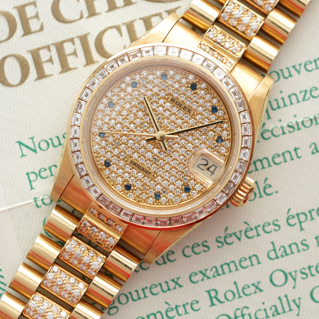 Rolex Datejust Ref. 68058 with Pave Diamond and Sapphire Dial