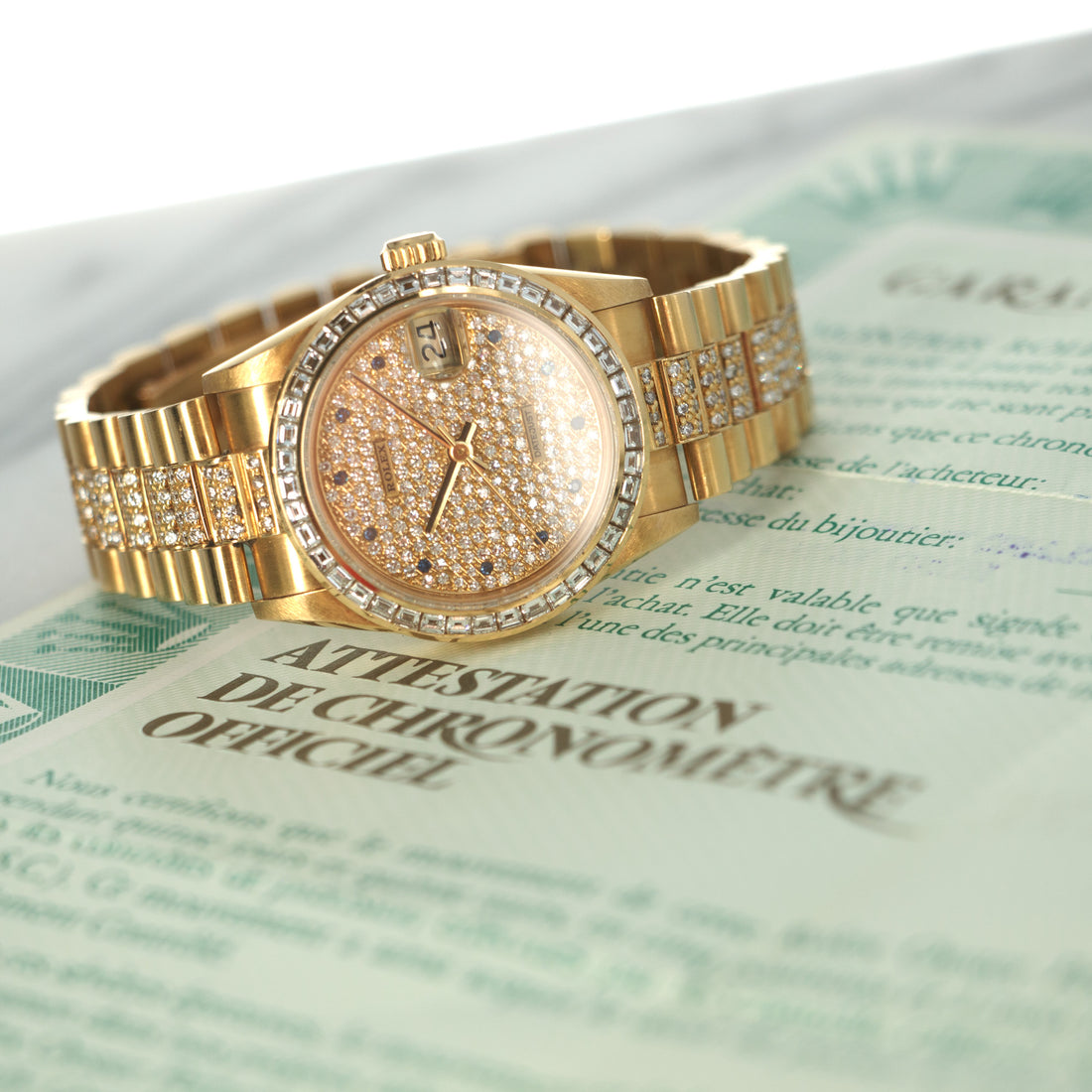 Rolex Datejust Ref. 68058 with Pave Diamond and Sapphire Dial