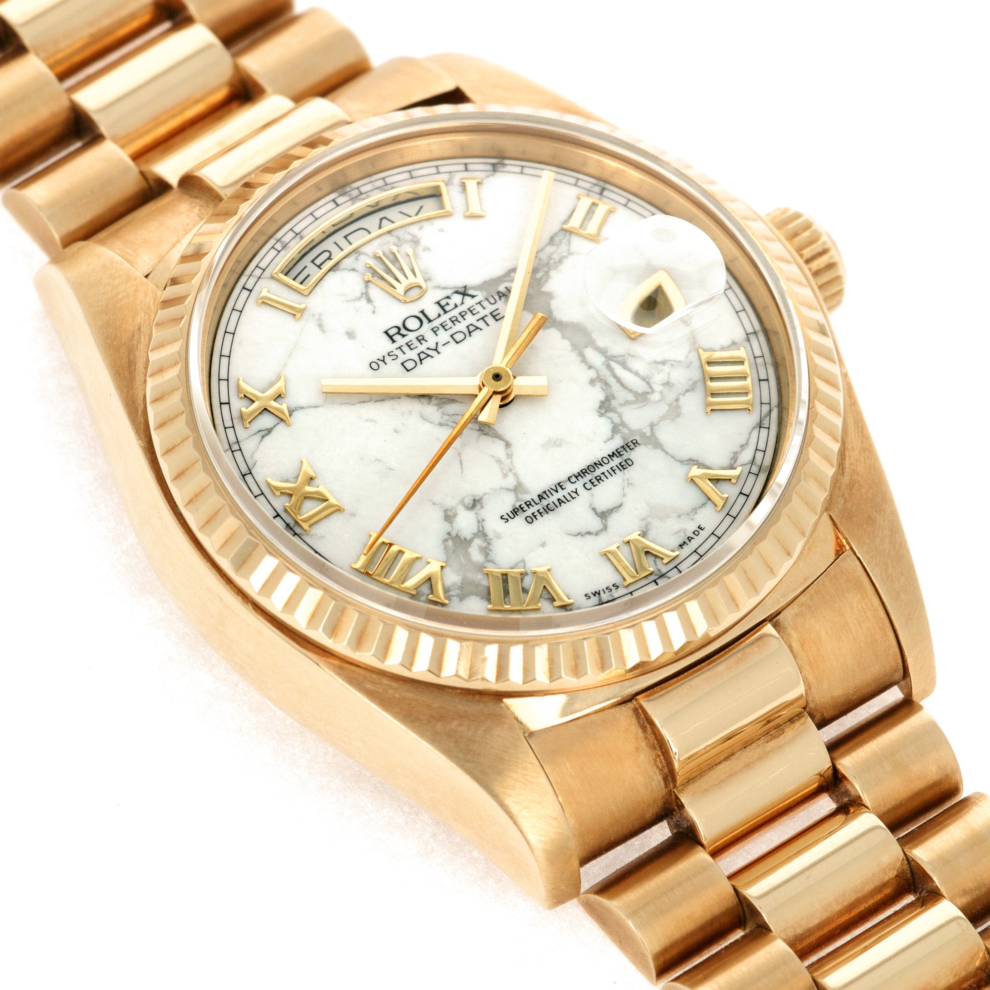 Rolex - Rolex Yellow Gold Day Date Howlite Watch Ref. 18038 - The Keystone Watches