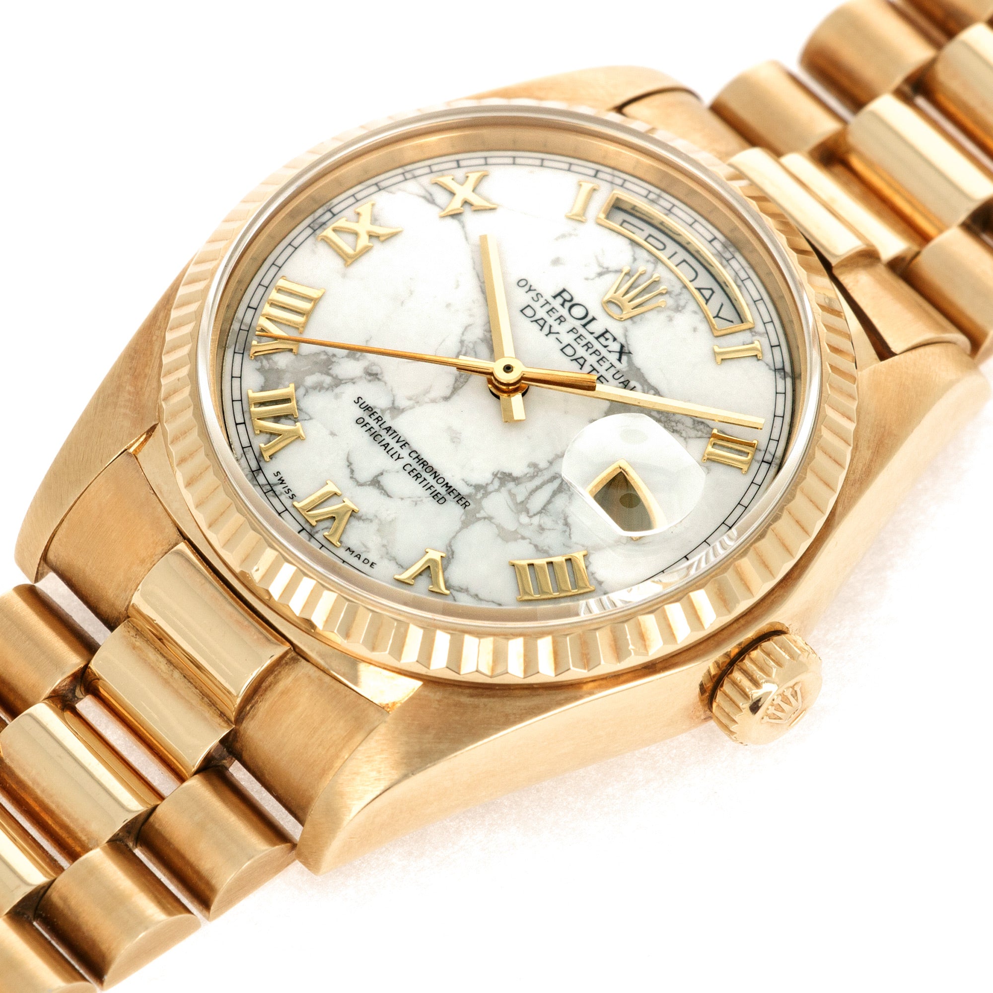 Rolex - Rolex Yellow Gold Day Date Howlite Watch Ref. 18038 - The Keystone Watches