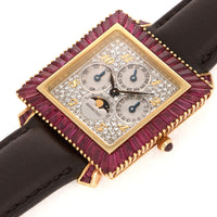 Audemars Piguet Yellow Gold Perpetual Calendar Ruby and Diamond Watch, Likely Piece Unique