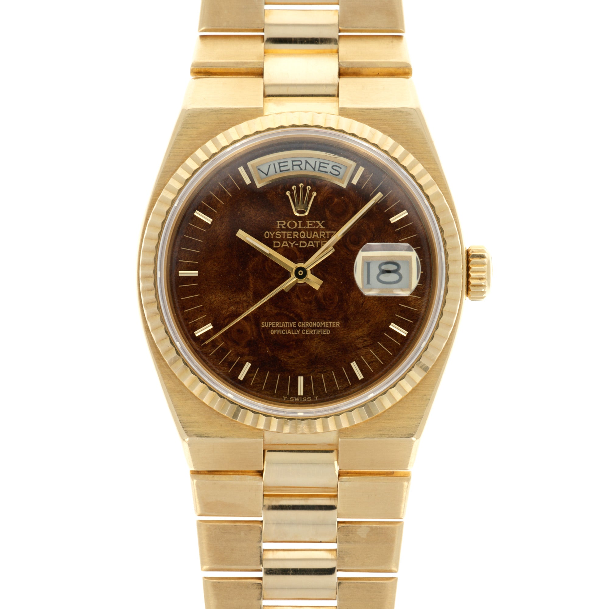 Rolex - Rolex Yellow Gold Day-Date Oysterquartz Ref. 19018 with Wood Dial - The Keystone Watches