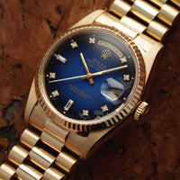 Rolex Yellow Gold Day-Date Ref. 18238 with Blue Vignette Dial