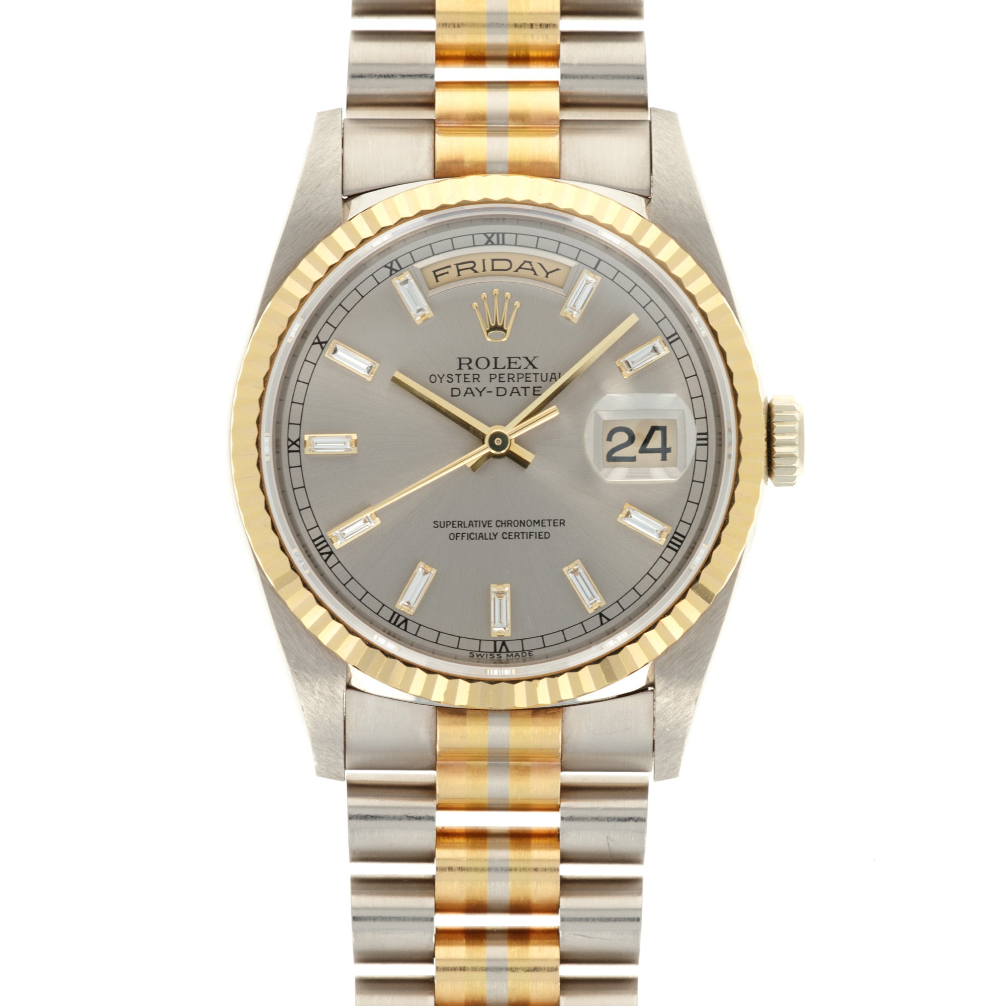 Rolex - Rolex Tridor Day-Date Ref. 18239 with Baguette Diamond Dial - The Keystone Watches