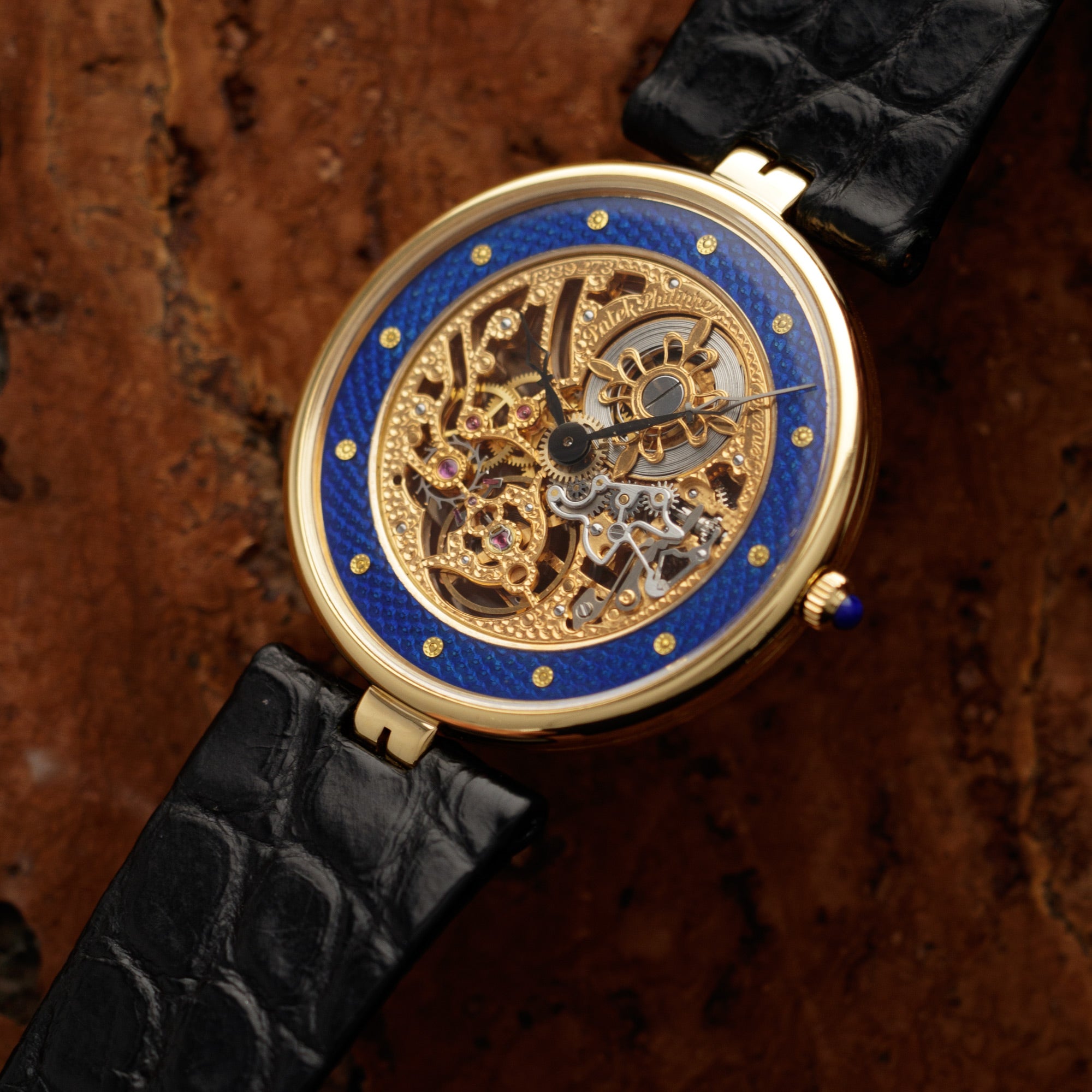 Patek Philippe - Patek Philippe Yellow Gold Skeletonized Enamel Watch Ref. 3885 - The Keystone Watches