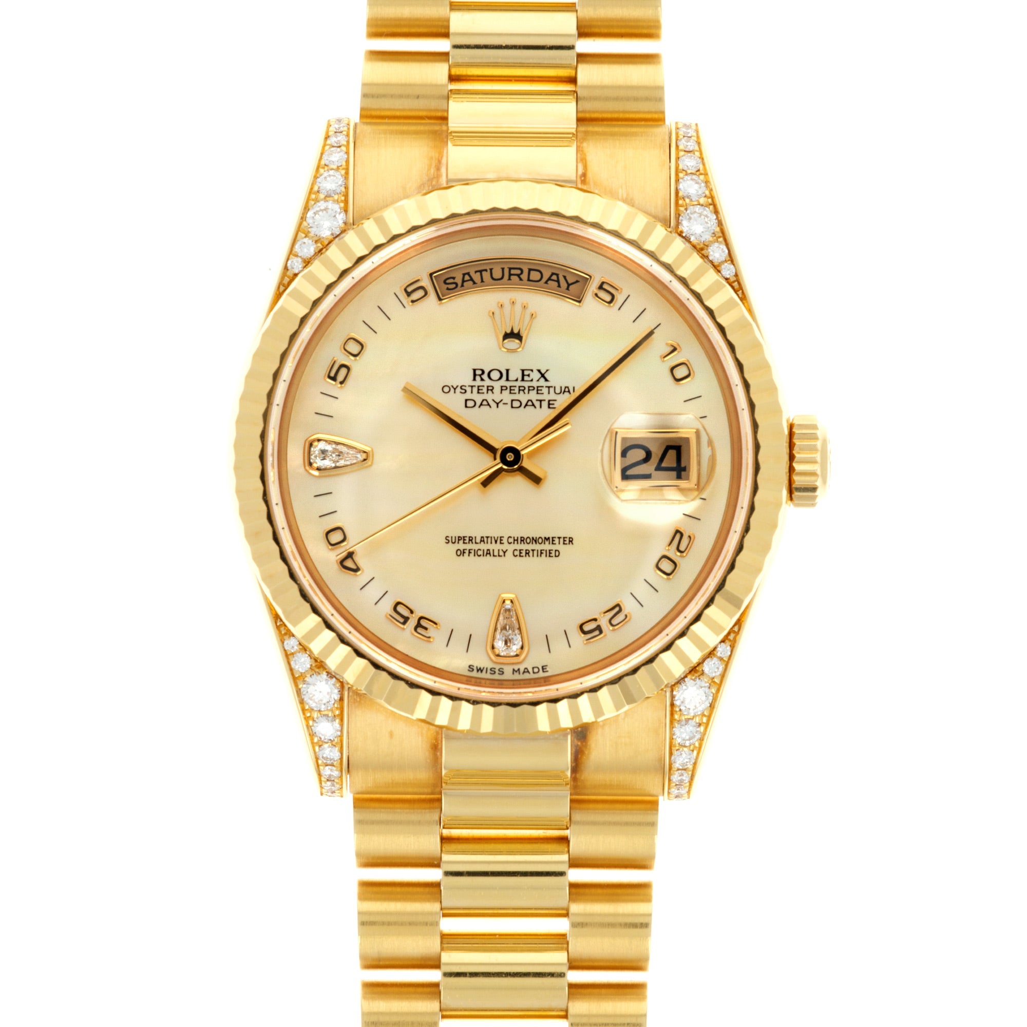 Rolex - Rolex Yellow Gold Day-Date Mother of Pearl Diamond Ref. 118338 - The Keystone Watches