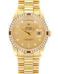 Rolex - Rolex Yellow Gold Day-Date Ref. 18378 with Factory Ruby and Diamond Bezel - The Keystone Watches