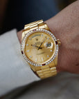 Rolex - Rolex Yellow Gold Day-Date Ref. 18378 with Factory Ruby and Diamond Bezel - The Keystone Watches