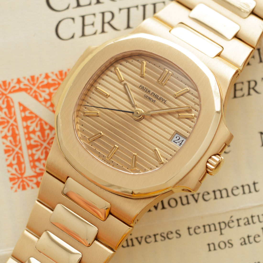 Patek Philippe Yellow Gold Nautilus Ref. 3800 with Box and Papers