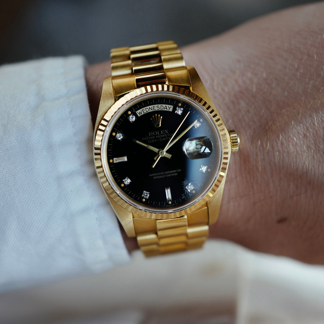 Rolex Yellow Gold Day-Date Ref. 18038 with Black Diamond Dial