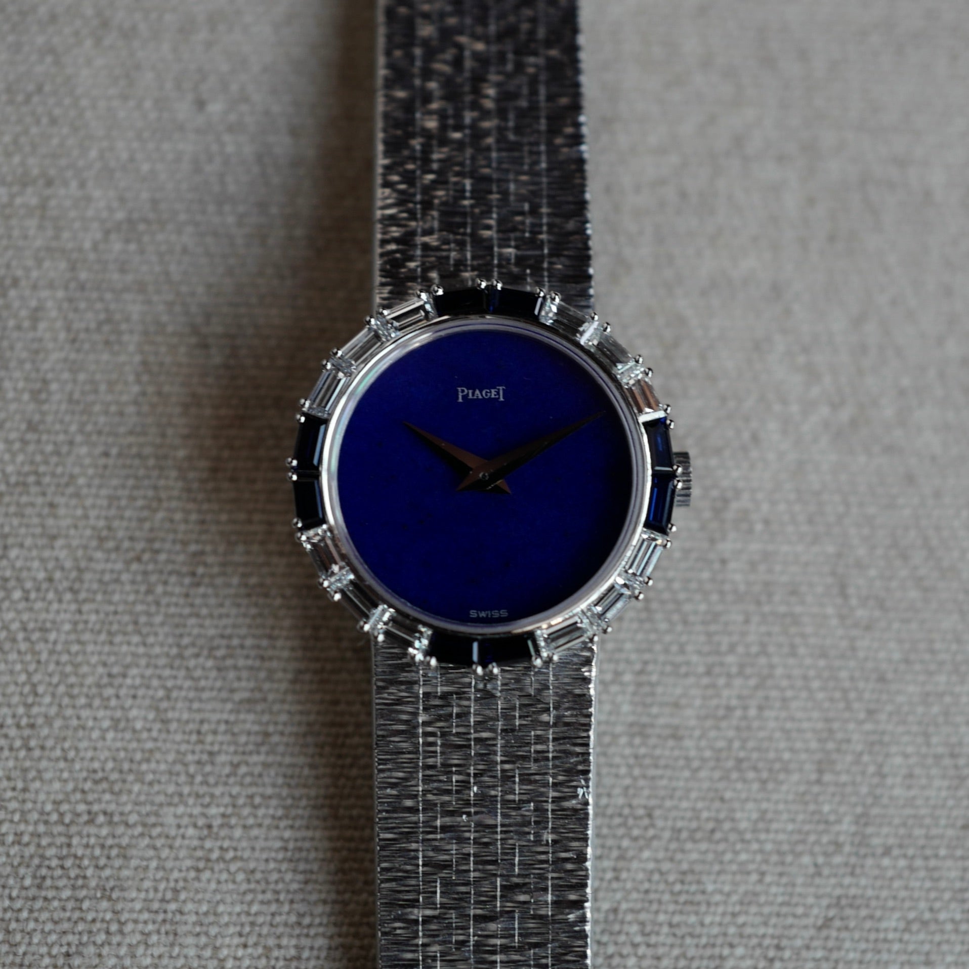 Piaget - Piaget White Gold Watch Ref. 4182A6 with Lapis Dial and Diamonds and Sapphires - The Keystone Watches