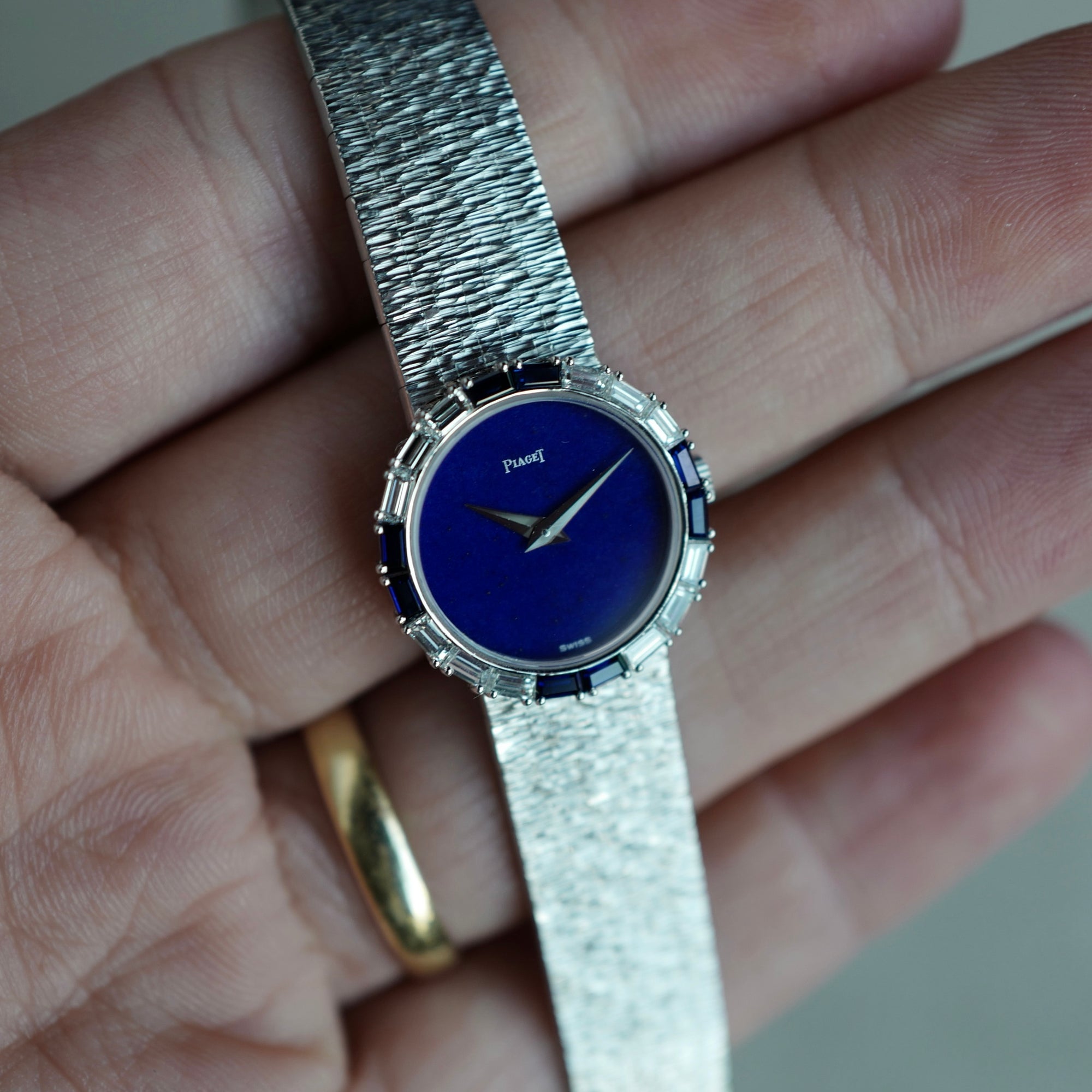 Piaget - Piaget White Gold Watch Ref. 4182A6 with Lapis Dial and Diamonds and Sapphires - The Keystone Watches