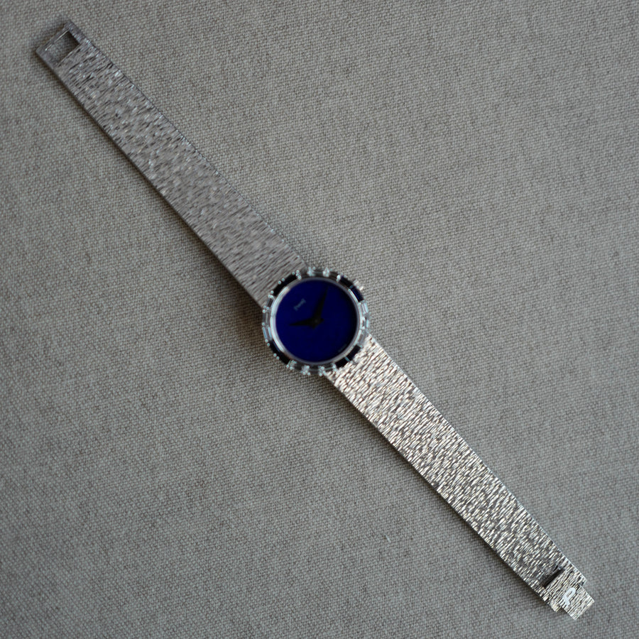 Piaget White Gold Watch Ref. 4182A6 with Lapis Dial and Diamonds and Sapphires