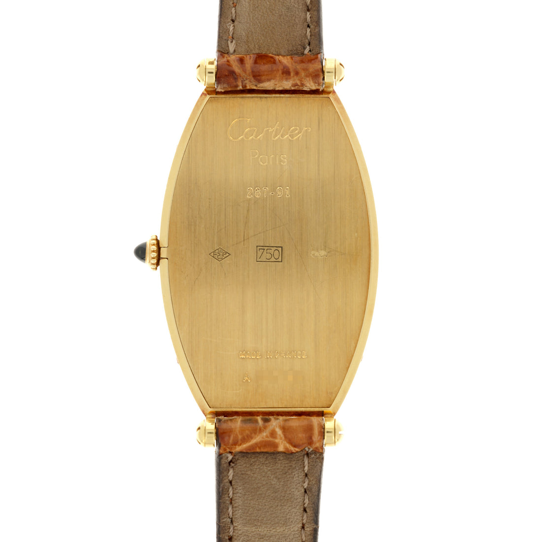 Cartier Paris Yellow Gold Tonneau Mechanical Watch