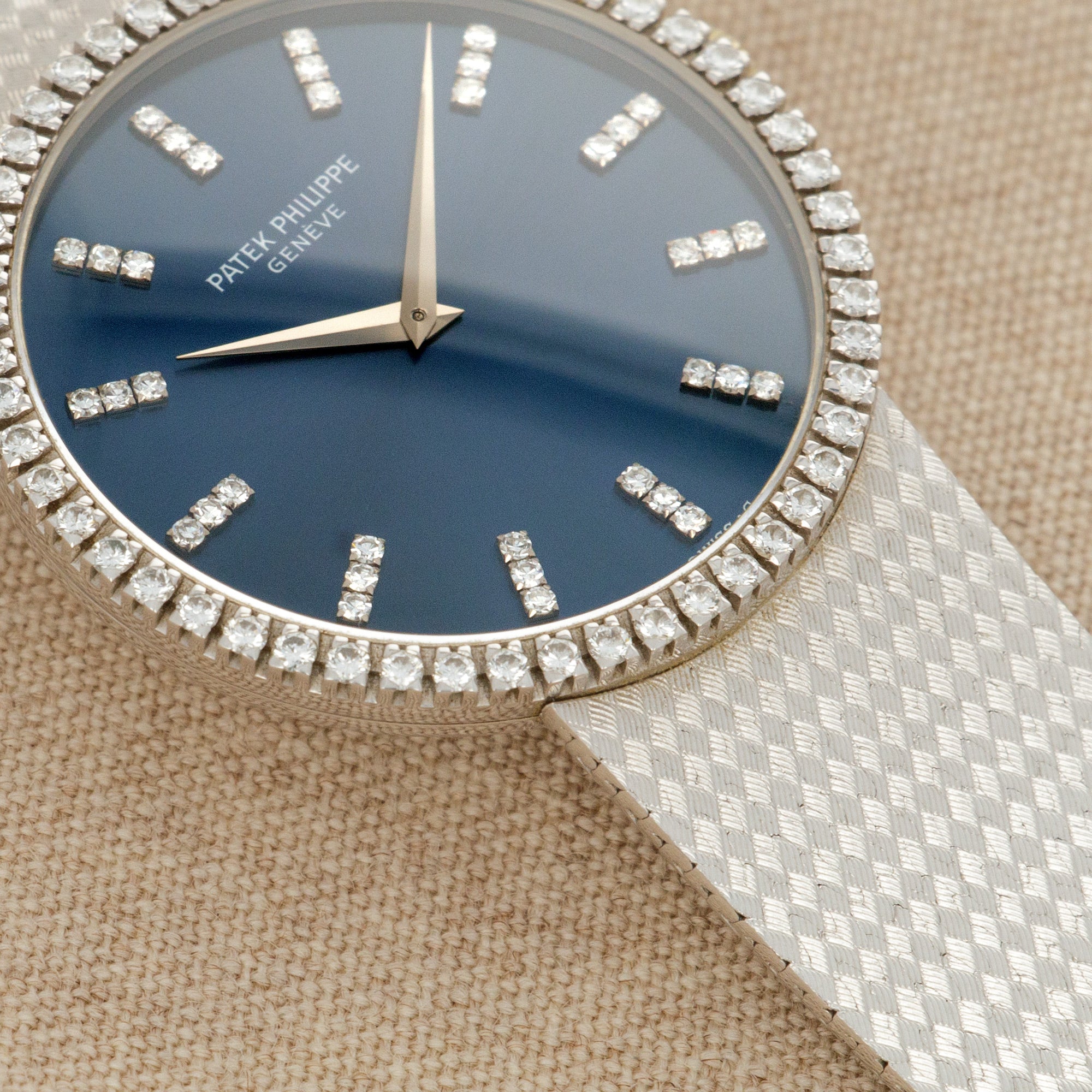 Patek Philippe - Patek Philippe White Gold Calatrava Watch Ref. 3759 with Original Diamond Bezel and Dial - The Keystone Watches