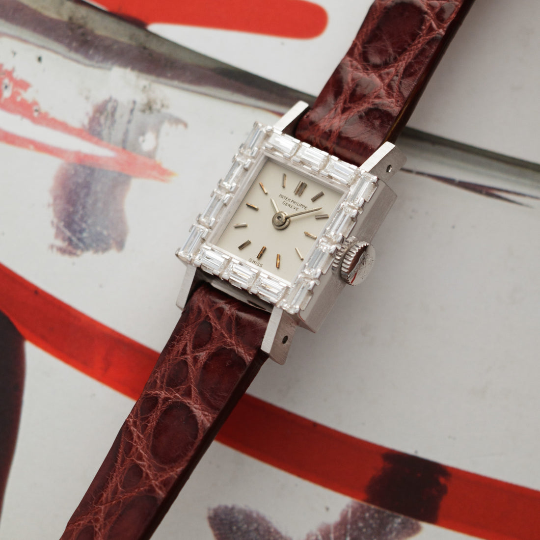 Patek Philippe White Gold & Baguette Diamond Watch Ref. 3313
