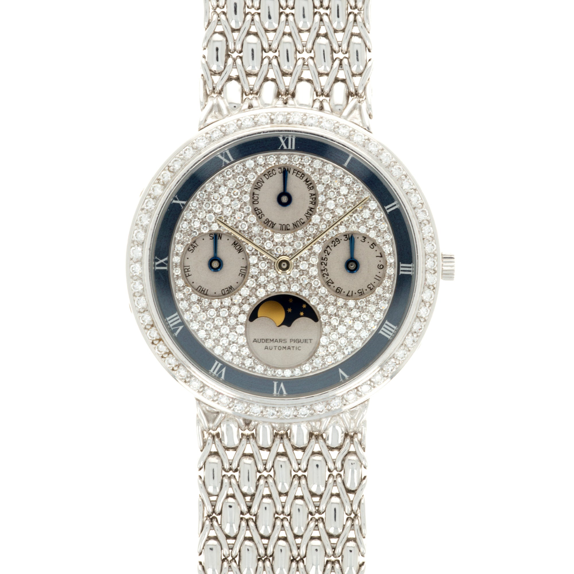 Audemars Piguet White Gold Perpetual Calendar Diamond Watch 25618