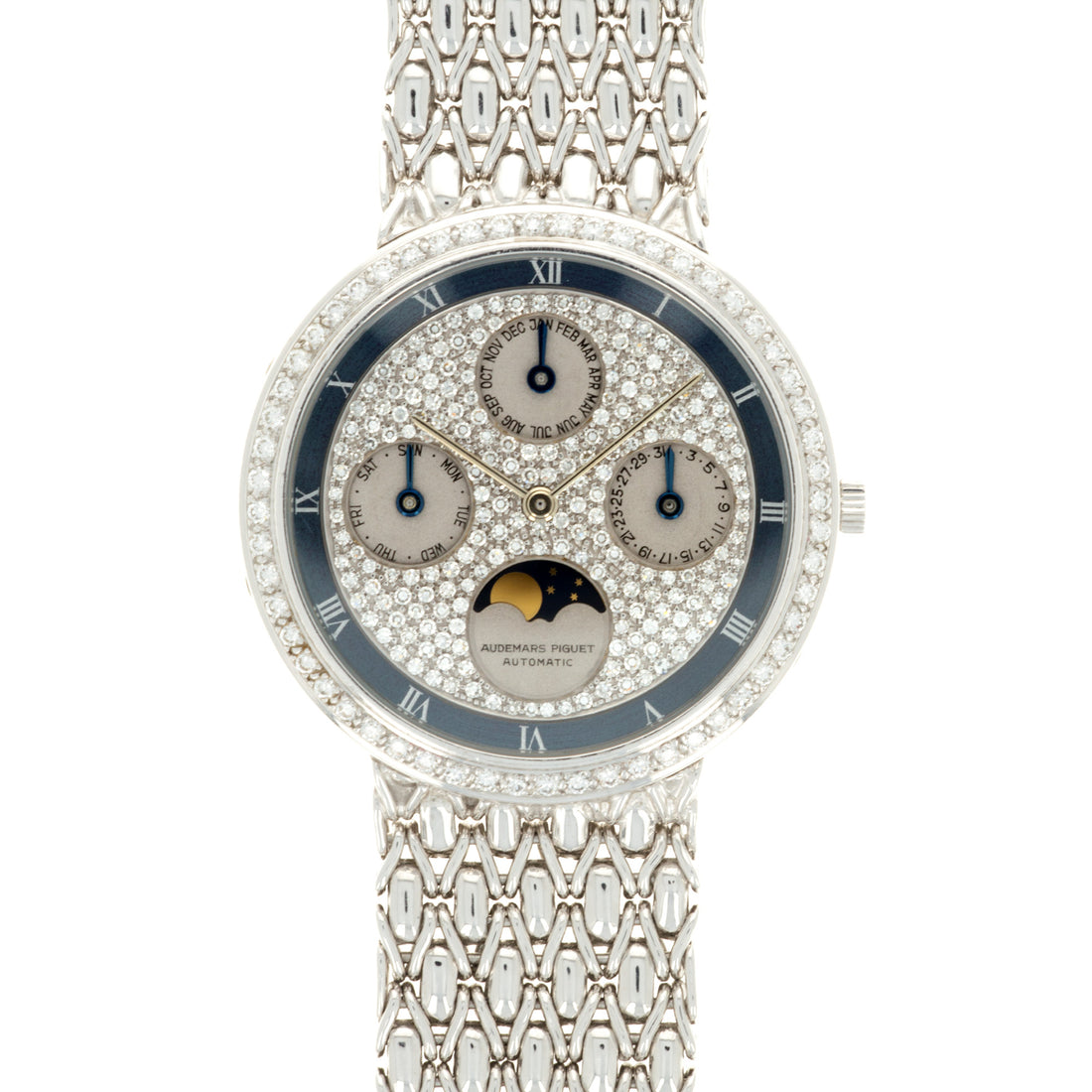 Audemars Piguet White Gold Perpetual Calendar Diamond Watch Ref. 25618