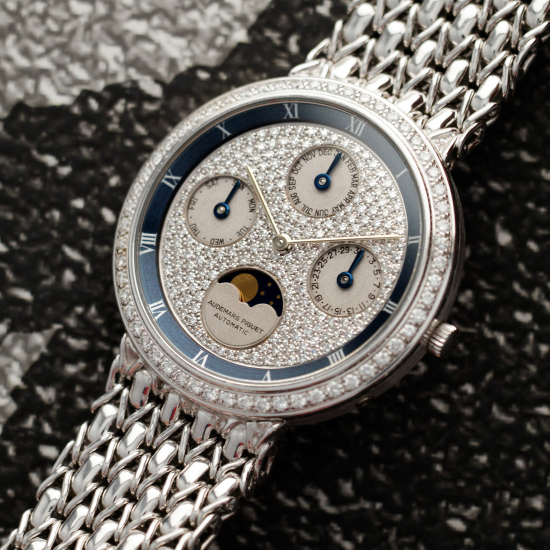 Audemars Piguet White Gold Perpetual Calendar Diamond Watch Ref. 25618