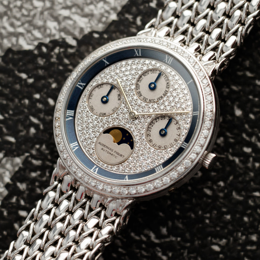 Audemars Piguet White Gold Perpetual Calendar Diamond Watch Ref. 25618