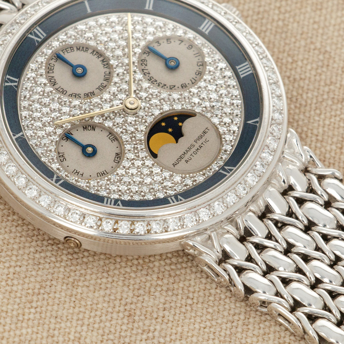 Audemars Piguet White Gold Perpetual Calendar Diamond Watch Ref. 25618