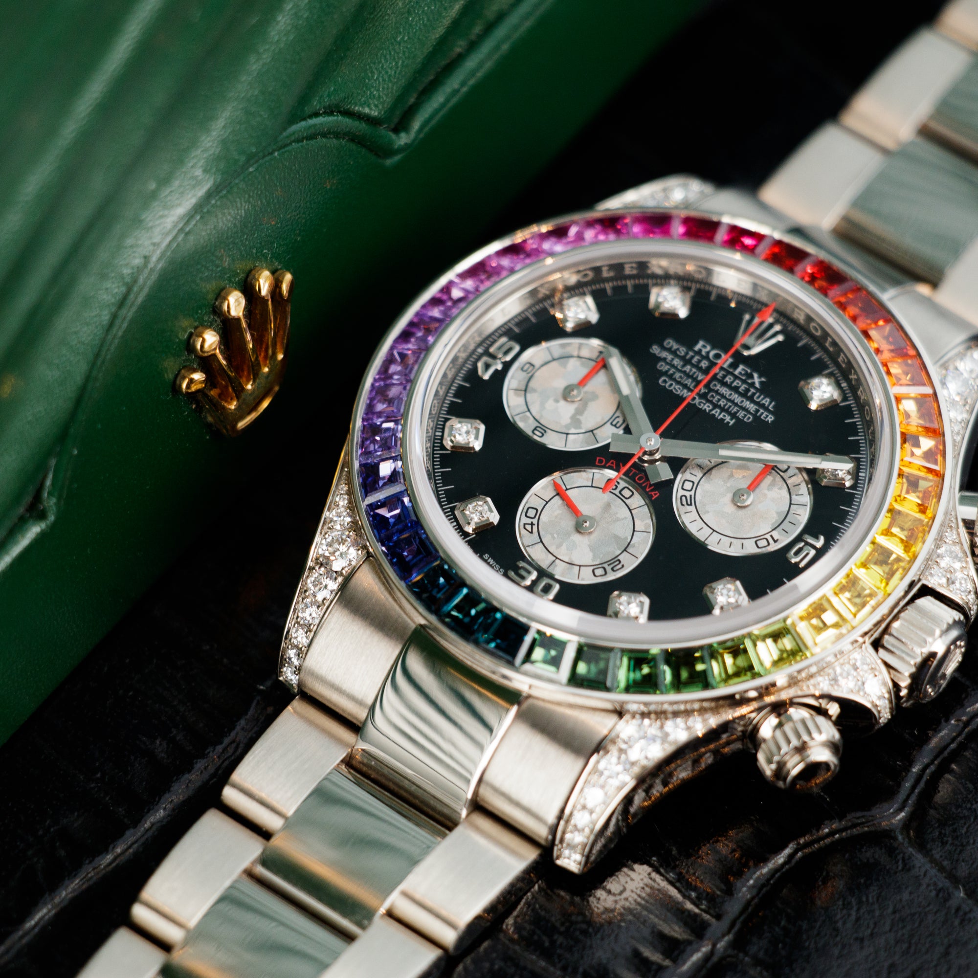 Rolex - Rolex White Gold Rainbow Daytona Watch Ref. 116599 - The Keystone Watches