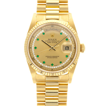 Rolex Yellow Gold Day-Date Ref. 18238 with Emerald String Dial