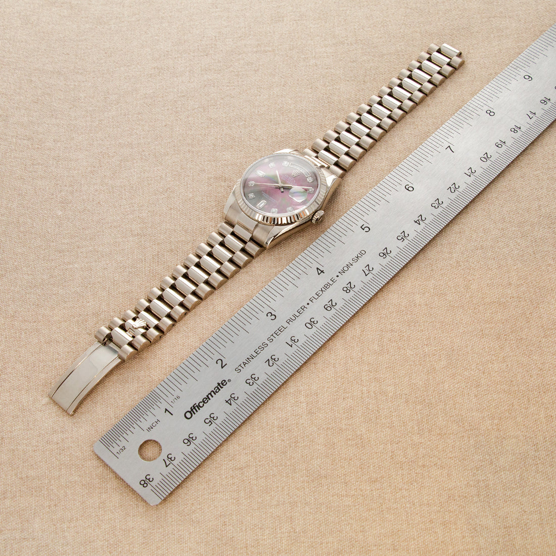 Rolex White Gold Day-Date Watch Ref. 118239 with Mother of Pearl and Diamond Dial