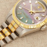 Rolex Tridor Day-Date Ref. 18239 with Mother of Pearl and Baguette Diamond Dial